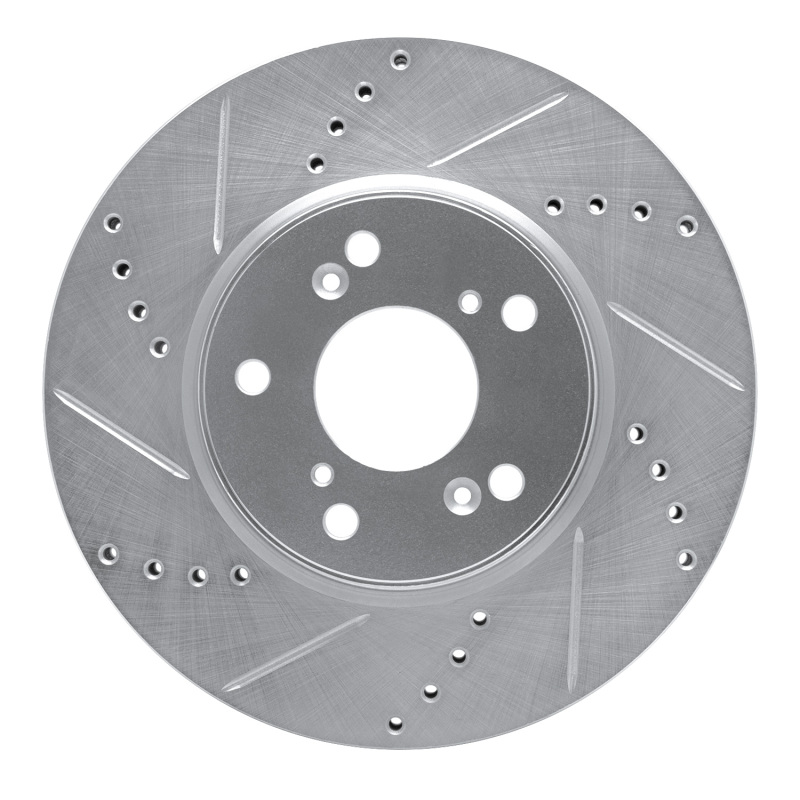 Honda Civic Brake Rotor (1) - Front Left - R1 Concepts - Drilled & Slotted - Silver - `13-`25